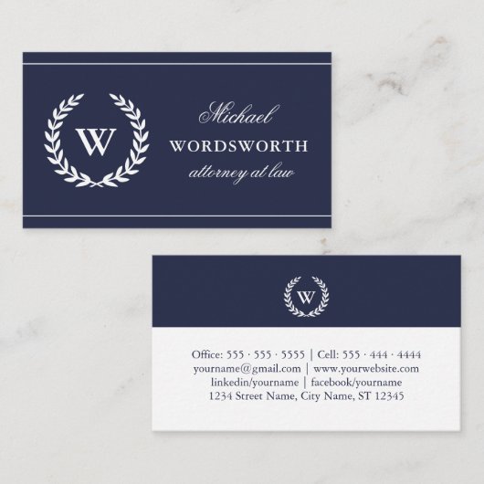 Monogram Classic Professional Visitekaartje (Voorkant / Achterkant)