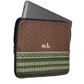 Monogram Classic Red Green Kikkou Pattern Laptop Sleeve (Voorkant Rechts)