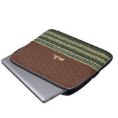 Monogram Classic Red Green Kikkou Pattern Laptop Sleeve (Voorkant onderkant)