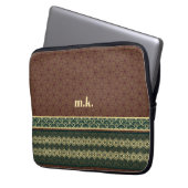 Monogram Classic Red Green Kikkou Pattern Laptop Sleeve (Voorkant Links)