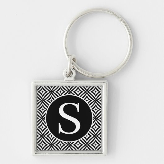 Monogram Classic Serif RF Diamond Black Sleutelhanger (Voorkant)