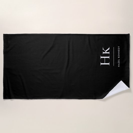 Monogram Classic Simple Chic Black White Strandlaken (Voorkant)