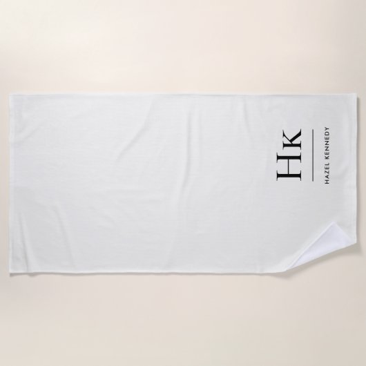 Monogram Classic Simple Chic Ivory White Custom Strandlaken (Voorkant)