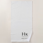 Monogram Classic Simple Chic Ivory White Custom Strandlaken (Voorkant)