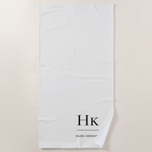 Monogram Classic Simple Chic Ivory White Custom Strandlaken (Voorkant)