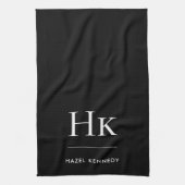 Monogram Classic Simple Elegant Black Monogrammed Theedoek (Verticaal)