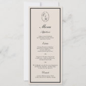 Monogram Classic Wedding Classic Long Menu Card Kaart (Voorkant)