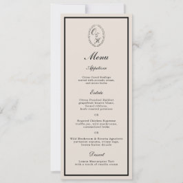 Monogram Classic Wedding Classic Long Menu Card Kaart