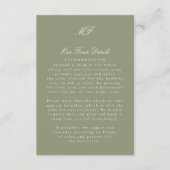 Monogram Classic White Sage Wedding Details Info Informatiekaartje (Voorkant)
