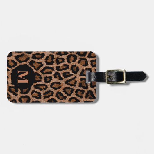 Monogram Classic Zwart / Bruin Leopard Spot Print Bagagelabel (Voorkant horizontaal)