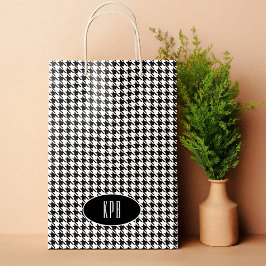 Monogram, Classic  Zwart Wit Houndstooth Klein Cadeauzakje