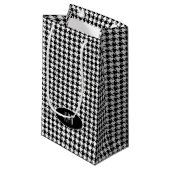 Monogram, Classic Zwart Wit Houndstooth Klein Cadeauzakje (Voorkant Gekanteld)