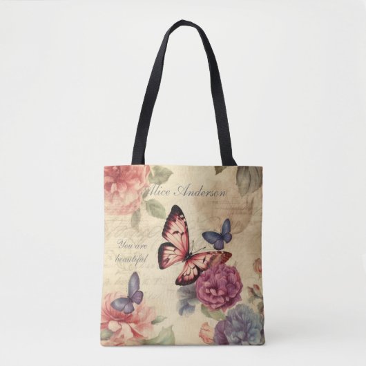Monogram classy achtergrond bloemenschrift tote bag (Voorkant)
