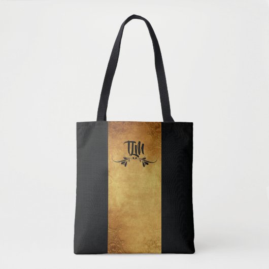 Monogram classy Black & Gold Design Tote Bag (Voorkant)