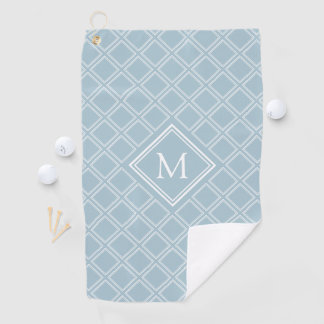 Monogram Classy Blue en White Diamond Pattern Golfhanddoek