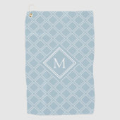Monogram Classy Blue en White Diamond Pattern Golfhanddoek (Voorkant)