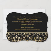 Monogram Classy Elegant Gold Damask Medieval Black Kaart (Achterkant)