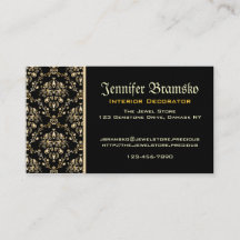 Monogram Classy Elegant Gold Damask Medieval Black