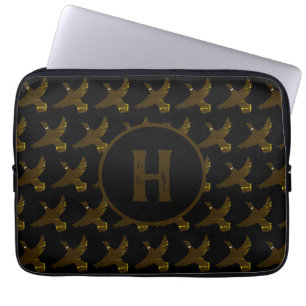 Monogram Classy Faux Gold Foil Eucks Laptop Sleeve