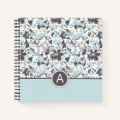 Monogram Clematis Blauwe Bloemen Notitieboek (Voorkant)