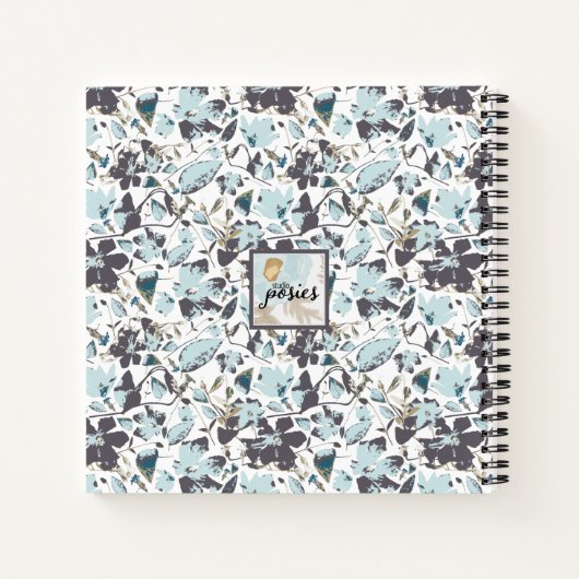 Monogram Clematis Blauwe Bloemen Notitieboek (Achterkant)