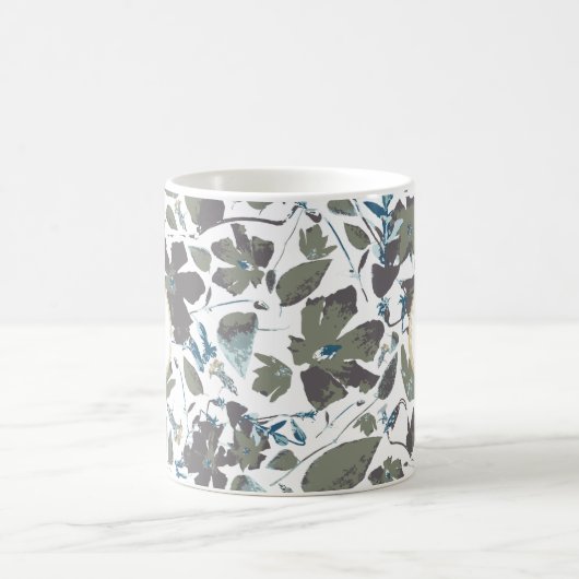 Monogram Clematis Vine Elegant Groen Blauw Bloemen Koffiemok (Center)