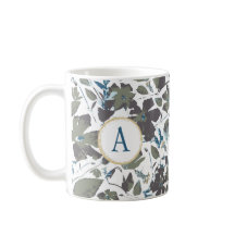 Monogram Clematis Vine Elegant Groen Blauw Bloemen