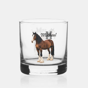 Monogram Clydesdale Draft Horse Animal Boerderij Whisky Glas