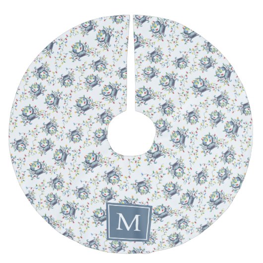 Monogram Coastal Crab Christmas Lights Kerstboom Rok (Voorkant)