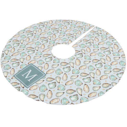 Monogram Coastal Oyster Shell Kerstboom Rok (Gekanteld)