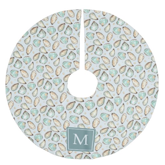 Monogram Coastal Oyster Shell Kerstboom Rok (Voorkant)