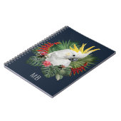 Monogram Cockatau Bird Tropical Flowers Stylish Notitieboek (Linkerzijde)