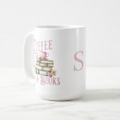 Monogram Coffee and Books Floral  Koffiemok (Voorkant links)