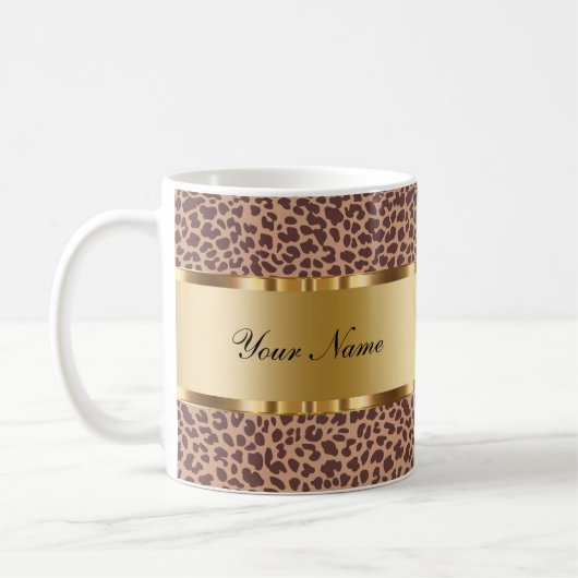 Monogram Coffee Mugs Leopard Pattern Koffiemok (Links)