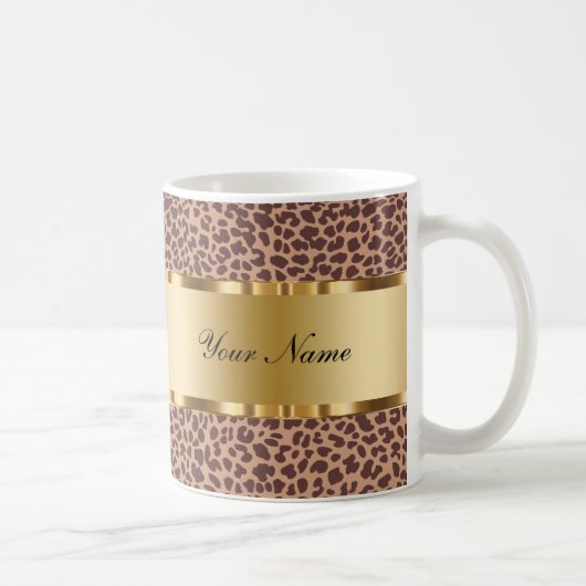 Monogram Coffee Mugs Leopard Pattern Koffiemok (Rechts)