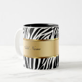 Monogram Coffee Mugs Zebra Tweekleurige Koffiemok (Voorkant links)