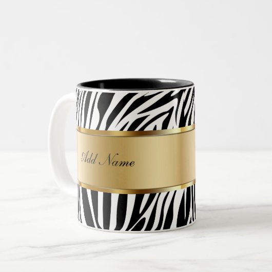 Monogram Coffee Mugs Zebra Tweekleurige Koffiemok (Voorkant links)
