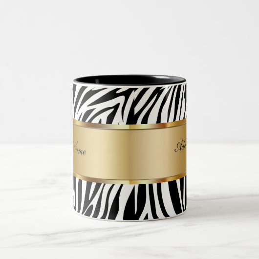 Monogram Coffee Mugs Zebra Tweekleurige Koffiemok (Center)