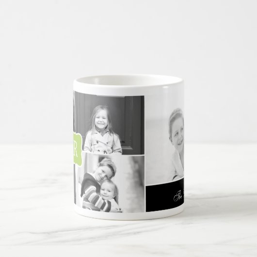 Monogram Collage Aangepaste Foto Mok - Groen (Center)