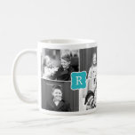 Monogram Collage Aangepaste Foto Mok - Turquoise<br><div class="desc">Pas deze mok aan met jouw tekst en foto('s) om een geschenk van één soort te creëer! Beschikbaar in meer kleuren.</div>