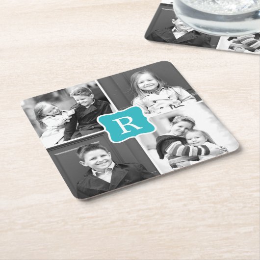 Monogram Collage Aangepaste Foto-Onderzetters - Tu Kartonnen Onderzetters (Schuin)