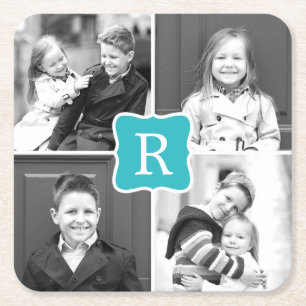 Monogram Collage Aangepaste Foto-Onderzetters - Tu Kartonnen Onderzetters