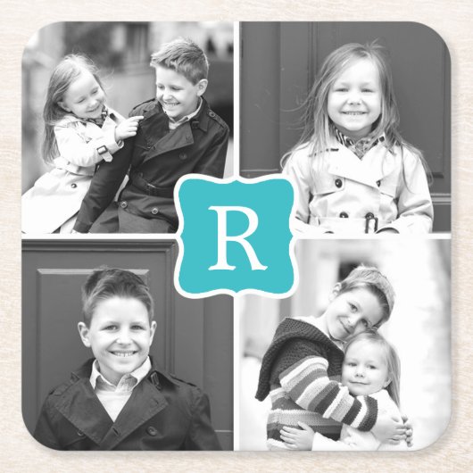 Monogram Collage Aangepaste Foto-Onderzetters - Tu Kartonnen Onderzetters (Voorkant)