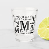 Monogram Collage Black Modern Aangepast Shot Glas (Voorkant)