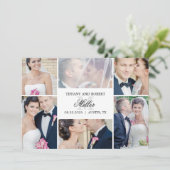 Monogram Collage Foto Weddenschap Bedankkaart (Staand voorkant)