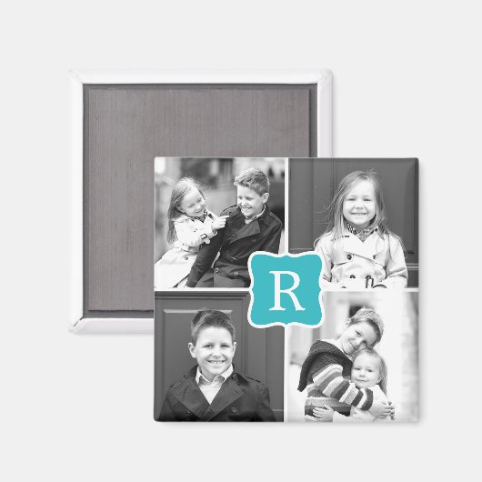 Monogram Collage Gepersonaliseerde Fotomagneet Tur Magneet (Voorkant / Achterkant)