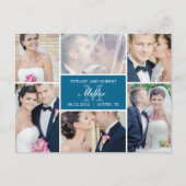 Monogram Collage Trouwaankondiging - Blauw Aankondigingskaart (Voorkant)