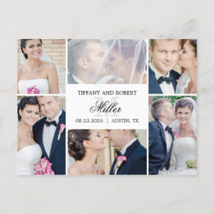 Monogram Collage Trouwaankondiging Elopement Briefkaart