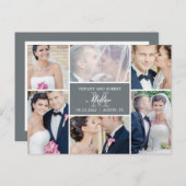 Monogram Collage Trouwaankondiging - Grijs Aankondigingskaart (Voorkant / Achterkant)