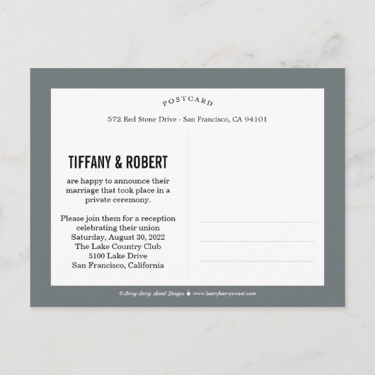Monogram Collage Trouwaankondiging - Grijs Aankondigingskaart (Achterkant)